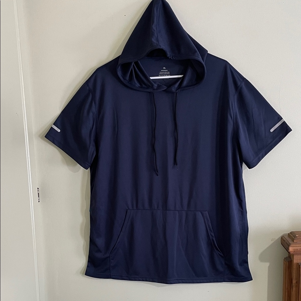 Navy Blue Short Sleeve Hoodie